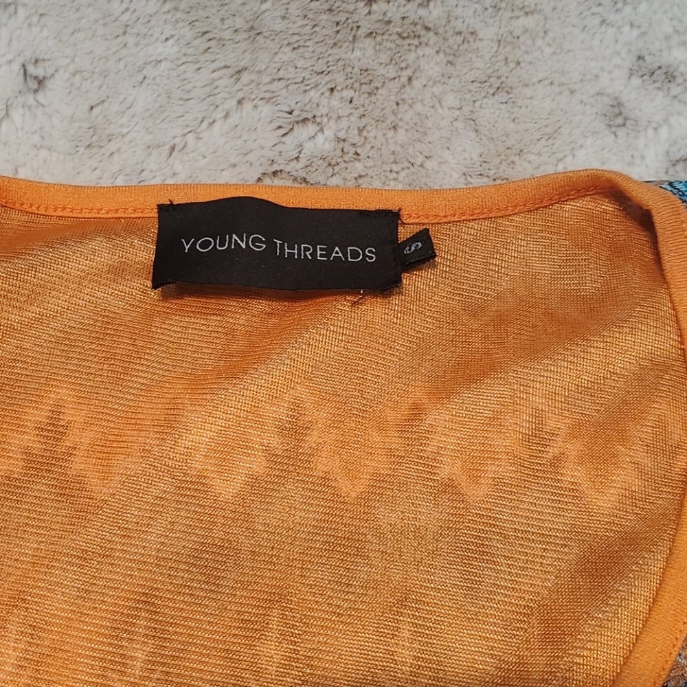 Young Threads Orange Blue Geometric Patterned Wra… - image 5